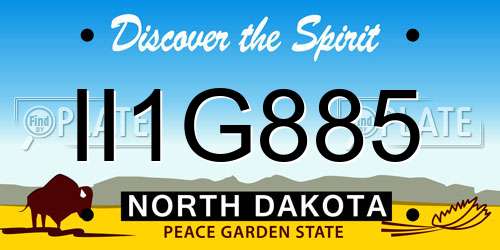 II1G885 North Dakota License Plate