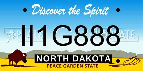 II1G888 North Dakota License Plate