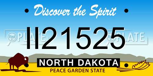II21525 North Dakota License Plate