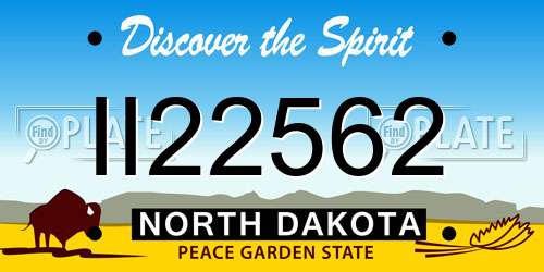 II22562 North Dakota License Plate
