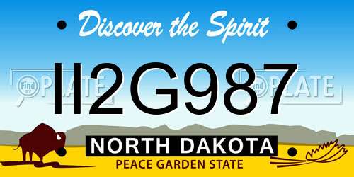 II2G987 North Dakota License Plate