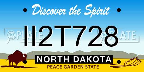 II2T728 North Dakota License Plate