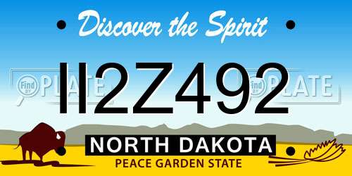 II2Z492 North Dakota License Plate