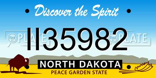 II35982 North Dakota License Plate