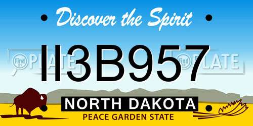 II3B957 North Dakota License Plate