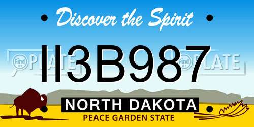 II3B987 North Dakota License Plate