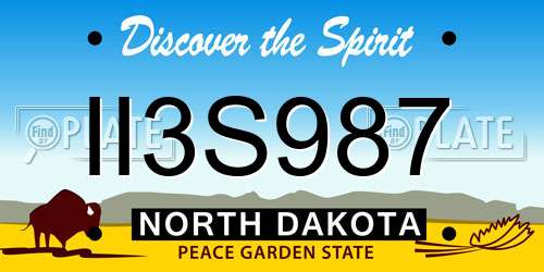 II3S987 North Dakota License Plate