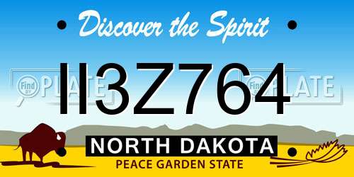 II3Z764 North Dakota License Plate