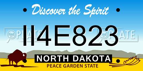 II4E823 North Dakota License Plate