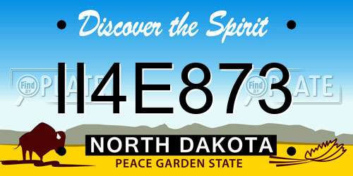 II4E873 North Dakota License Plate