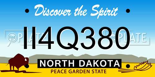 II4Q380 North Dakota License Plate