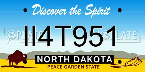 II4T951 North Dakota License Plate