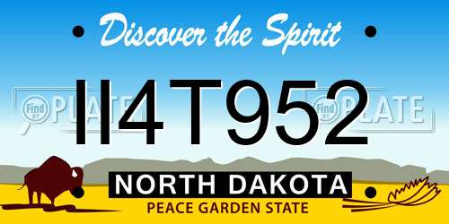 II4T952 North Dakota License Plate