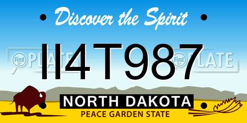 II4T987 North Dakota License Plate