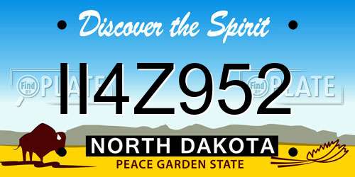 II4Z952 North Dakota License Plate