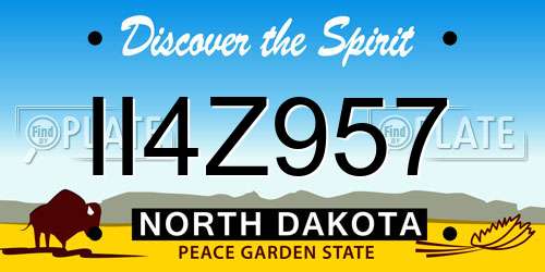 II4Z957 North Dakota License Plate