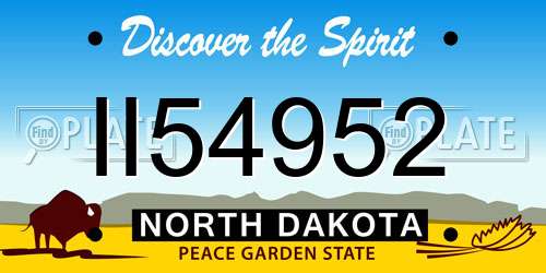 II54952 North Dakota License Plate