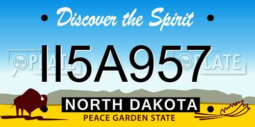II5A957 North Dakota License Plate