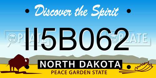 II5B062 North Dakota License Plate