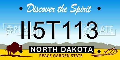 II5T113 North Dakota License Plate