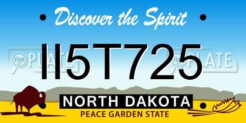 II5T725 North Dakota License Plate