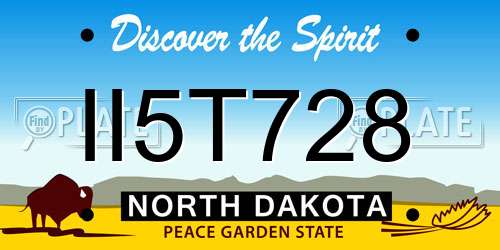 II5T728 North Dakota License Plate