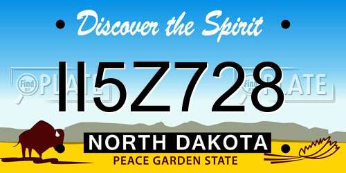II5Z728 North Dakota License Plate