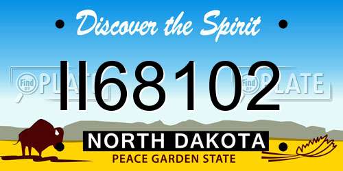 II68102 North Dakota License Plate