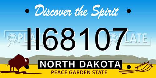 II68107 North Dakota License Plate