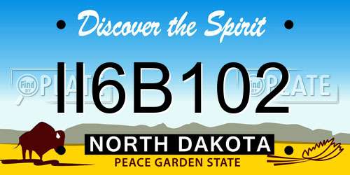 II6B102 North Dakota License Plate
