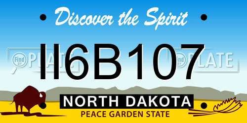 II6B107 North Dakota License Plate