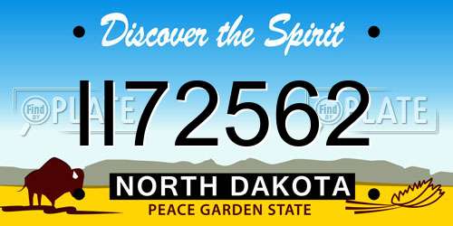 II72562 North Dakota License Plate