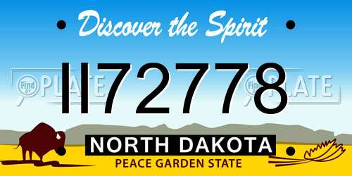 II72778 North Dakota License Plate