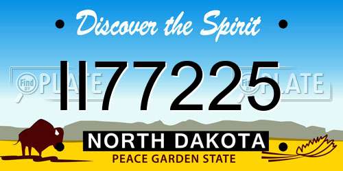 II77225 North Dakota License Plate
