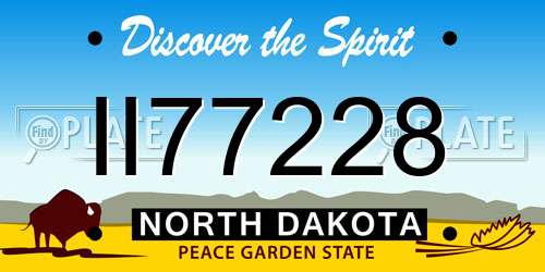 II77228 North Dakota License Plate