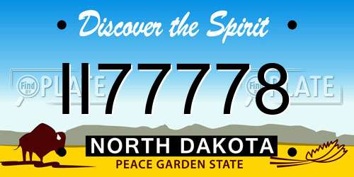 II77778 North Dakota License Plate