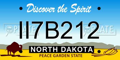 II7B212 North Dakota License Plate