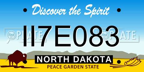 II7E083 North Dakota License Plate