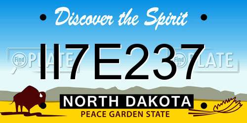 II7E237 North Dakota License Plate