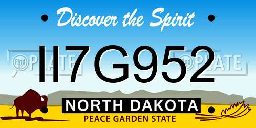 II7G952 North Dakota License Plate