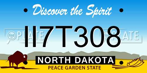 II7T308 North Dakota License Plate