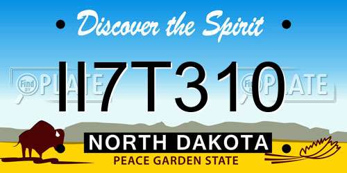 II7T310 North Dakota License Plate