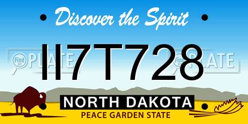 II7T728 North Dakota License Plate