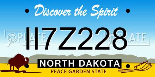 II7Z228 North Dakota License Plate