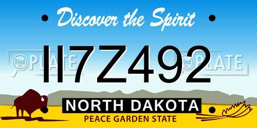 II7Z492 North Dakota License Plate