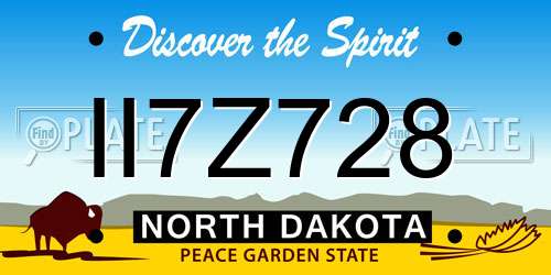 II7Z728 North Dakota License Plate
