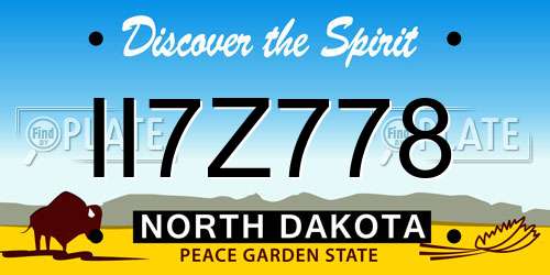 II7Z778 North Dakota License Plate