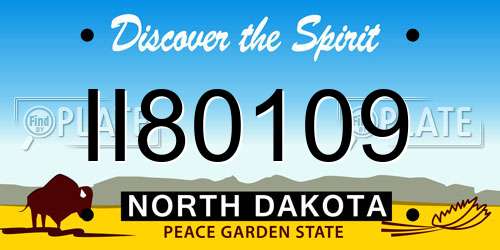II80109 North Dakota License Plate