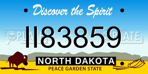 II83859 North Dakota License Plate