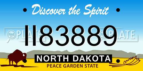 II83889 North Dakota License Plate
